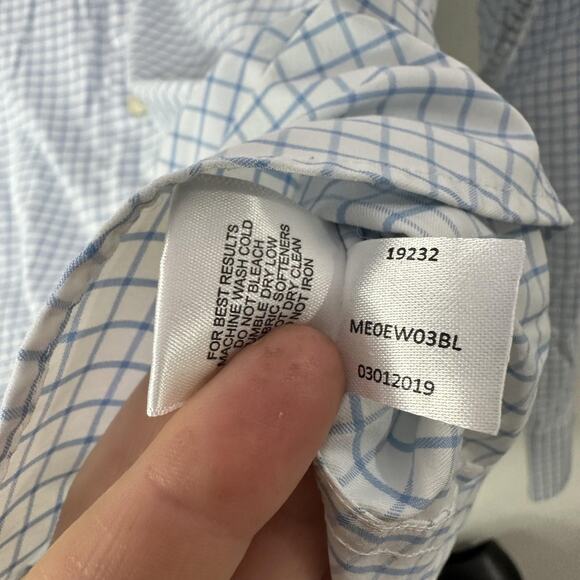 Peter Millar Summer Comfort 3M Open Golf Shirt Mens Medium Button Up White Blue - Picture 6 of 6